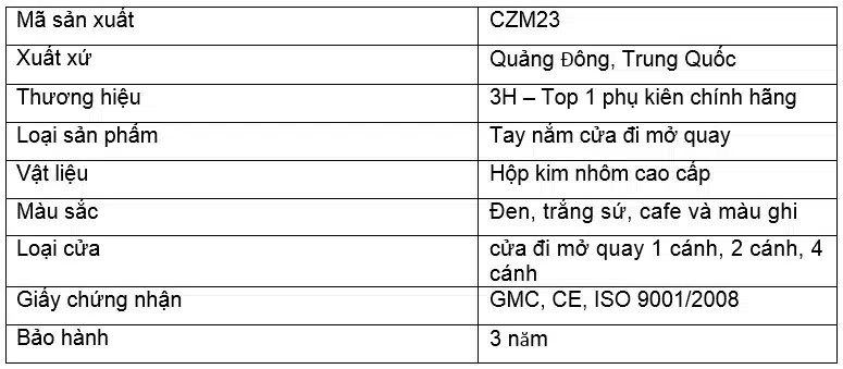 Thông số kỹ thuật