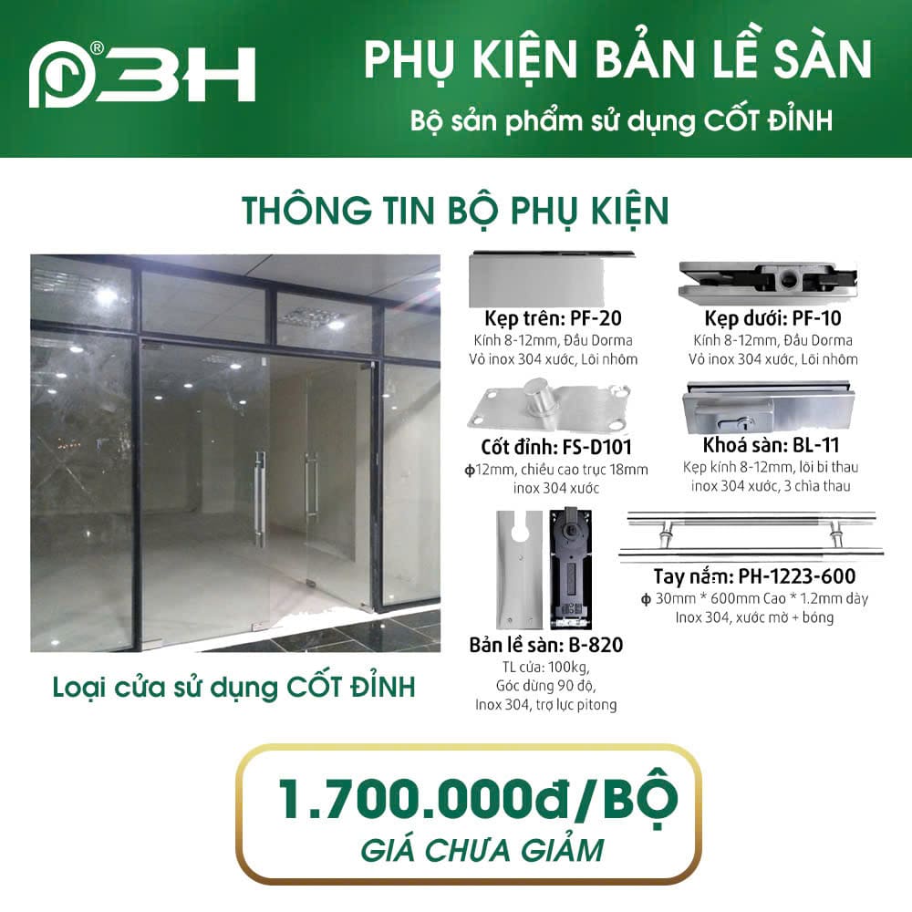 Bản lề sàn loại cửa sử dụng cốt đính
