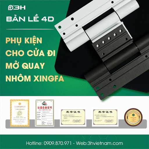 Bản lề 4D - Phụ kiện cho cửa đi mở quay nhôm Xingfa