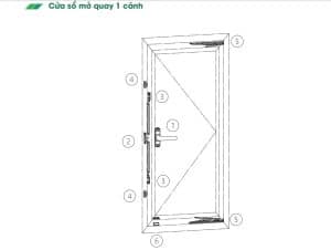 Giai phap cua he 55 ranh K Cua so mo quay 1 canh